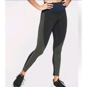 Athleta Womens Leggings Medium Spar COLORBLOCK High Rise Full Length Black Green